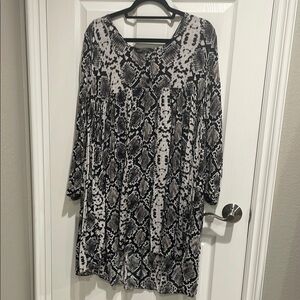 Zara Black and White Maxi Sundress with Long Bishop Sleeves